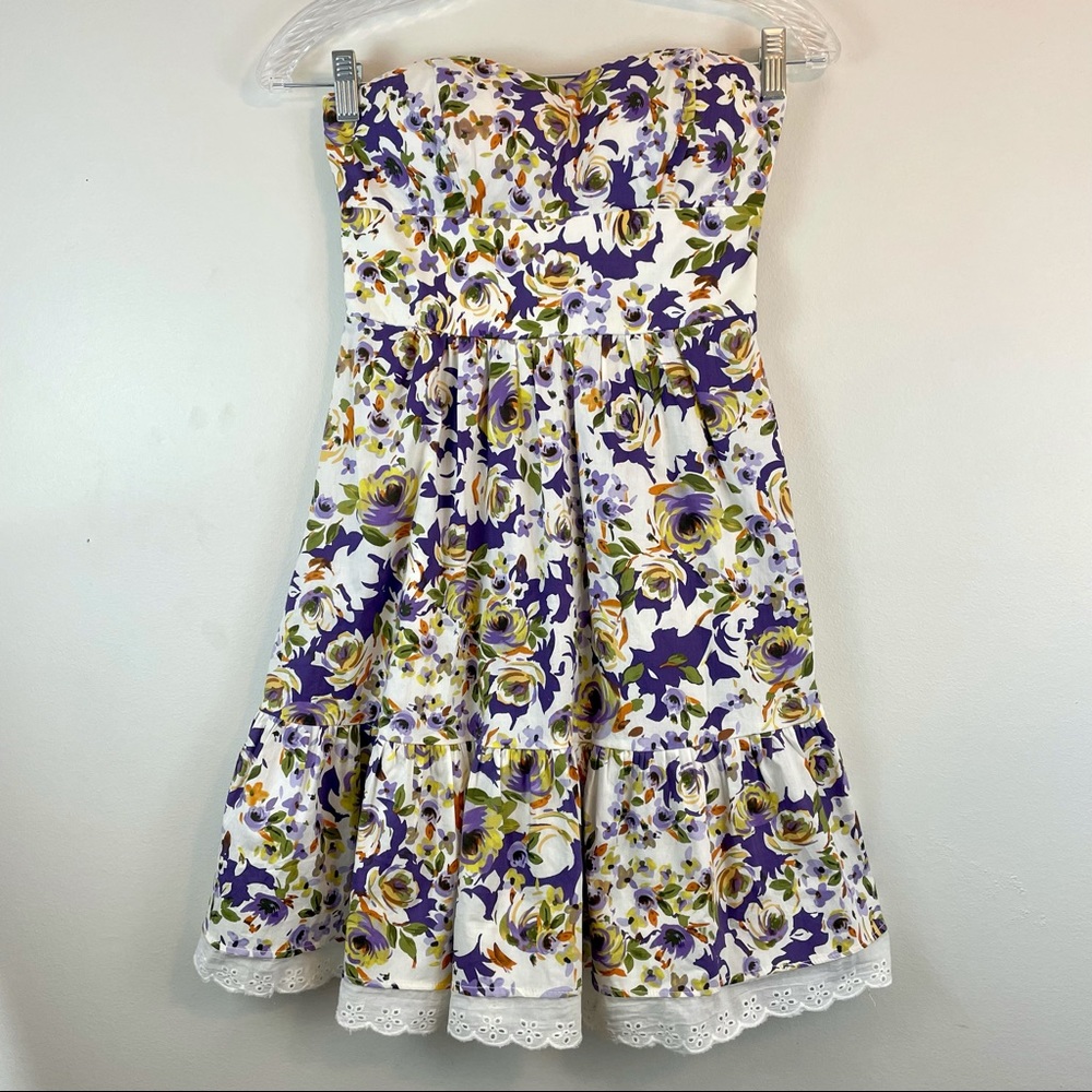 B. Darlin floral lace strapless dress